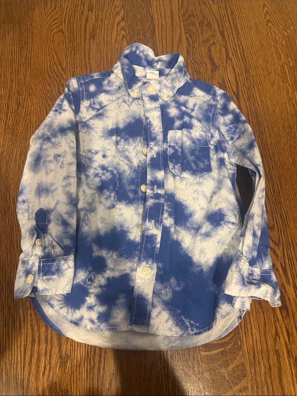 GAP Kids Blue & White Tie-Dye Button-Down Shirt